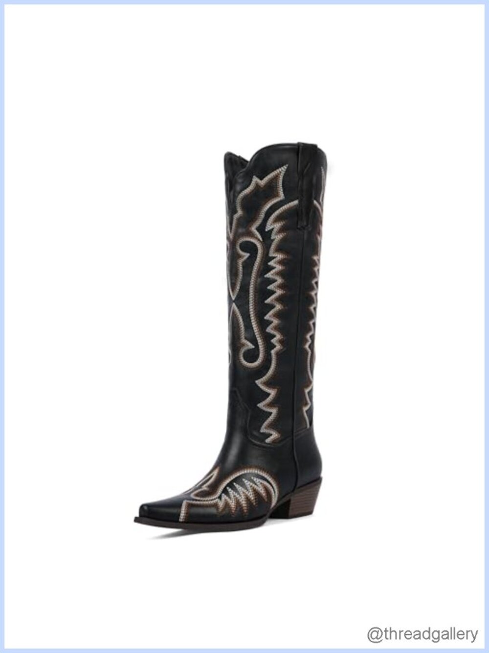 Womens Cowboy Boots Knee High Cowgirl Chunky Heel Faux Leather Western